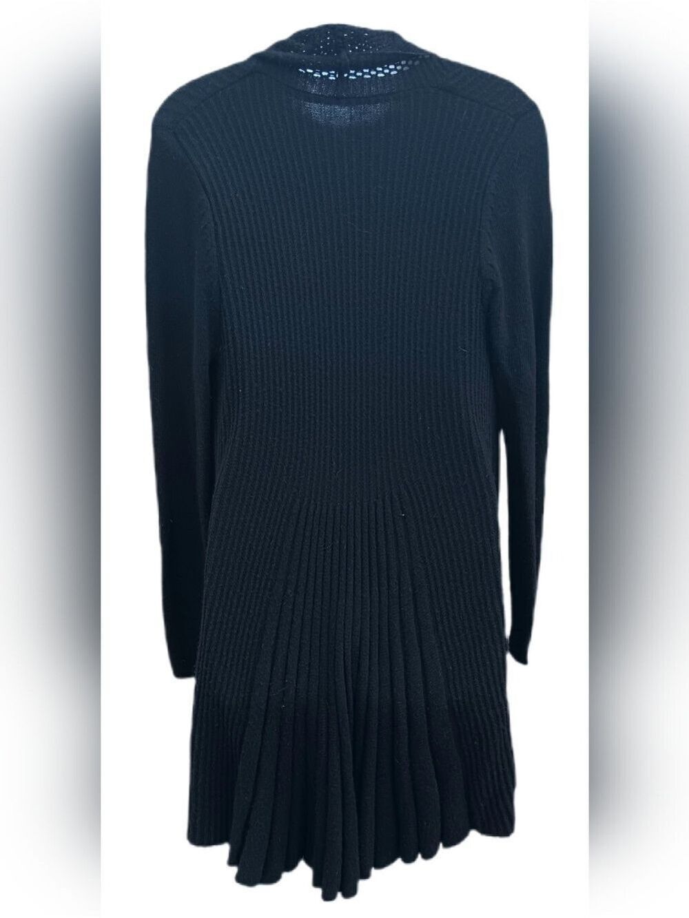 Black Cardigan Sweater Open Front Size L